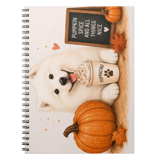 Samoyed Herfst Pompoen Notitieboek (Voorkant)