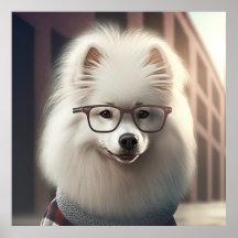 Samoyed Hipster Dog Poster