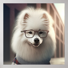 Samoyed Hipster Dog Poster
