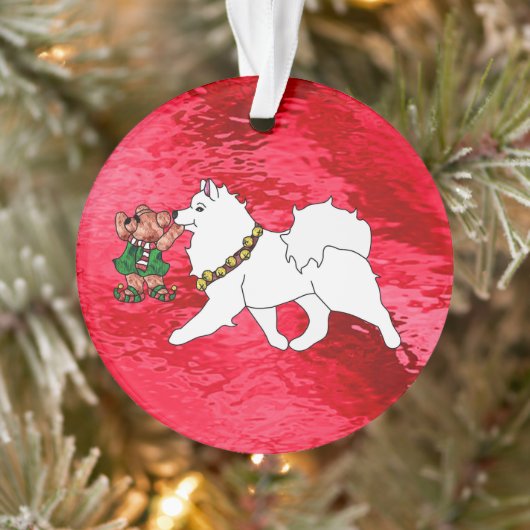 Samoyed Holiday Acrylornament, Cirkel Ornament (Boom)