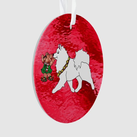 Samoyed Holiday Acrylornament, Cirkel Ornament (voorkant)