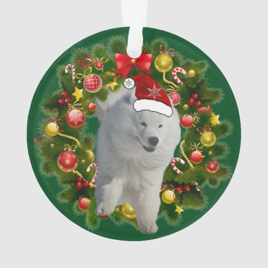 Samoyed Holiday Circle Ornament (achterkant)