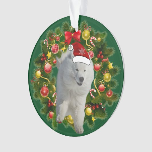 Samoyed Holiday Circle Ornament (voorkant)