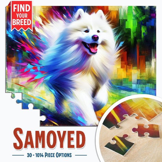 Samoyed hond acryl kunst legpuzzel
