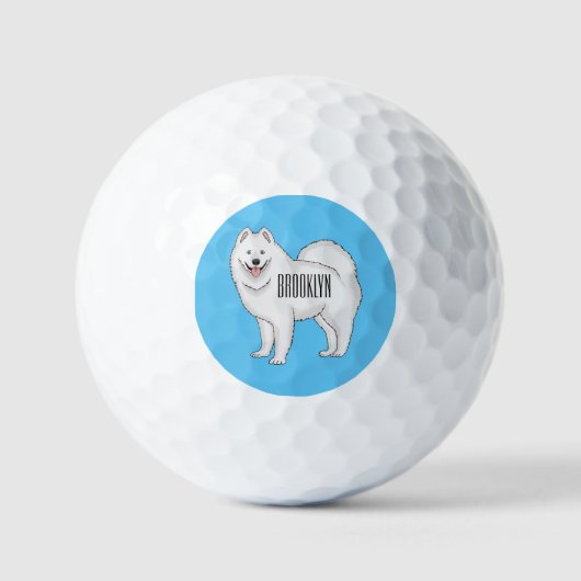 Samoyed hond cartoon illustratie  golfballen (Voorkant)