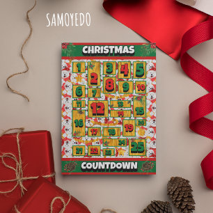 Samoyed hond Countdown Kerstmis Adventkalender Feestdagenkaart
