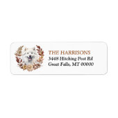 Samoyed Hond Herfst krans Etiket (Voorkant)