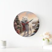 Samoyed hond in de sneeuw Kerstmis  Grote Klok (Huis)