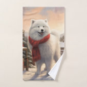 Samoyed Hond in Sneeuw Kerstmis Bad Handdoek (Handdoek)