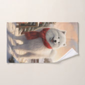 Samoyed Hond in Sneeuw Kerstmis Bad Handdoek (Handdoek)