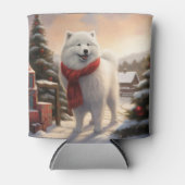 Samoyed Hond in Sneeuw Kerstmis Blikjeskoeler (Voorkant)