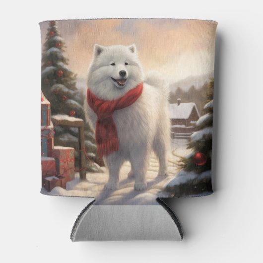 Samoyed Hond in Sneeuw Kerstmis Blikjeskoeler (Voorkant)