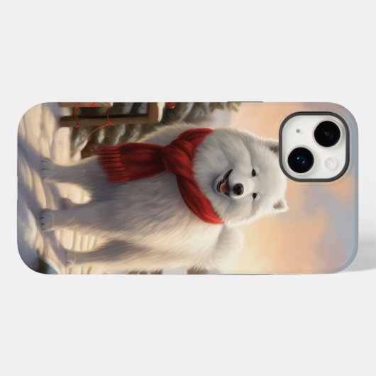 Samoyed Hond in Sneeuw Kerstmis Case-Mate iPhone Case (Achterkant (horizontaal))