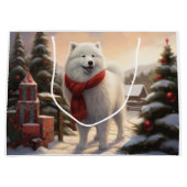 Samoyed Hond in Sneeuw Kerstmis Groot Cadeauzakje (Voorkant)