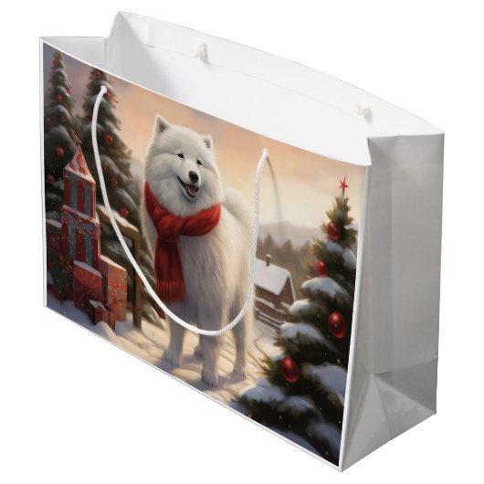 Samoyed Hond in Sneeuw Kerstmis Groot Cadeauzakje (Achterkant Gekanteld)