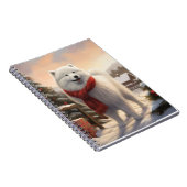 Samoyed Hond in Sneeuw Kerstmis Notitieboek (Rechterzijde)