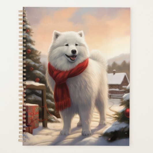 Samoyed Hond in Sneeuw Kerstmis Planner (Voorkant)