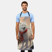 Samoyed Hond in Sneeuw Kerstmis Schort (Gedragen)