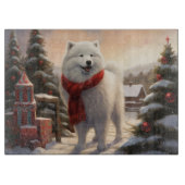 Samoyed Hond in Sneeuw Kerstmis Snijplank (Voorkant)
