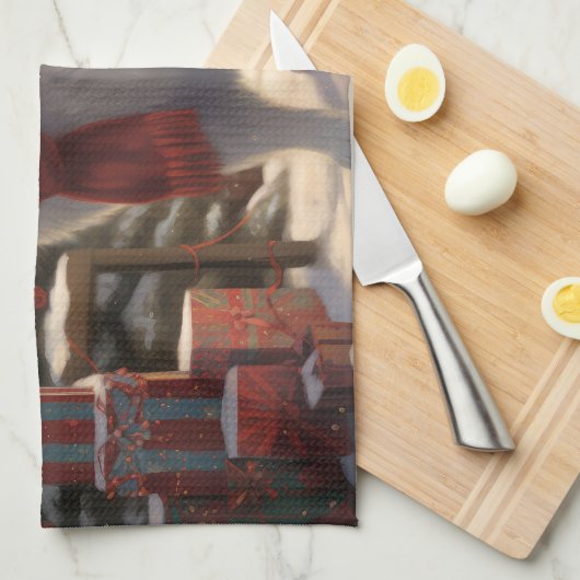 Samoyed Hond in Sneeuw Kerstmis Theedoek (Quarter Fold)