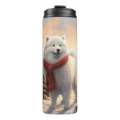 Samoyed Hond in Sneeuw Kerstmis Thermosbeker (Voorkant)