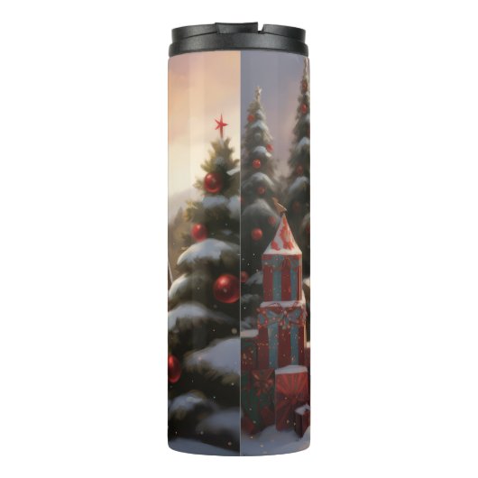 Samoyed Hond in Sneeuw Kerstmis Thermosbeker (Achterkant)