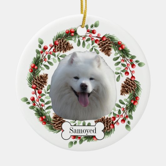 Samoyed hond keramisch ornament (Voorkant)