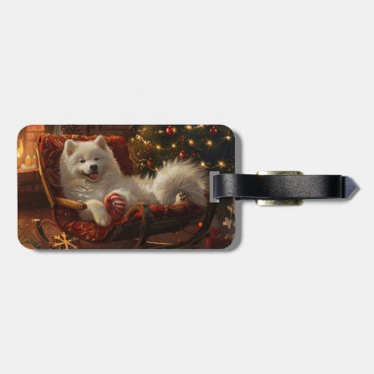 Samoyed Hond Kerstfeest Bagagelabel (Achterkant horizontaal)