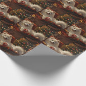 Samoyed Hond Kerstfeest Cadeaupapier (Hoek)