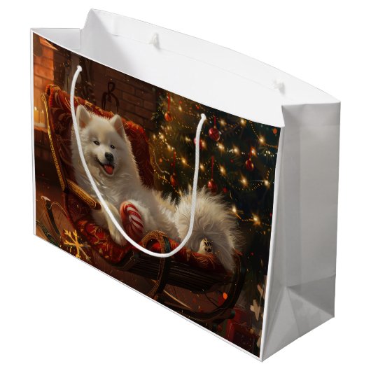 Samoyed Hond Kerstfeest Groot Cadeauzakje (Achterkant Gekanteld)