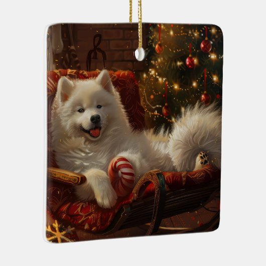 Samoyed Hond Kerstfeest Keramisch Ornament (Rechts)