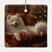 Samoyed Hond Kerstfeest Keramisch Ornament (Achterkant)