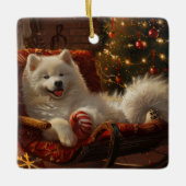 Samoyed Hond Kerstfeest Keramisch Ornament (Voorkant)