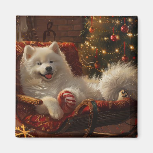 Samoyed Hond Kerstfeest Magneet (Voorkant)