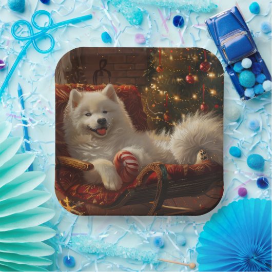 Samoyed Hond Kerstfeest Papieren Bordje (Feest)
