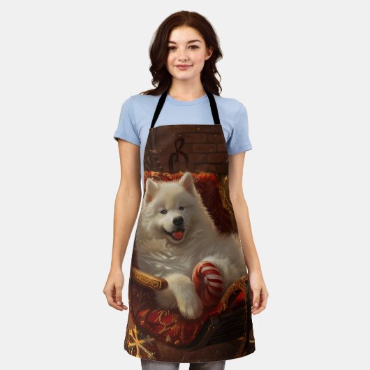 Samoyed Hond Kerstfeest Schort (Gedragen)