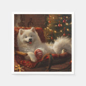 Samoyed Hond Kerstfeest Servet (Voorkant)