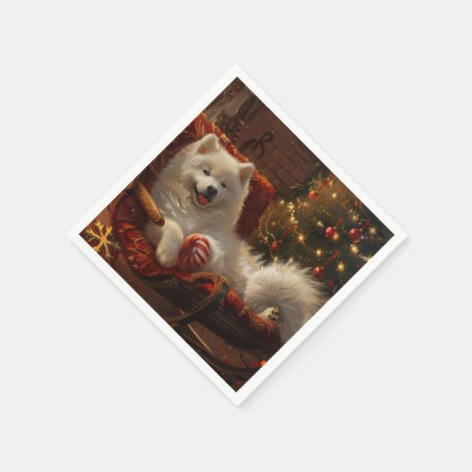 Samoyed Hond Kerstfeest Servet (Hoek)
