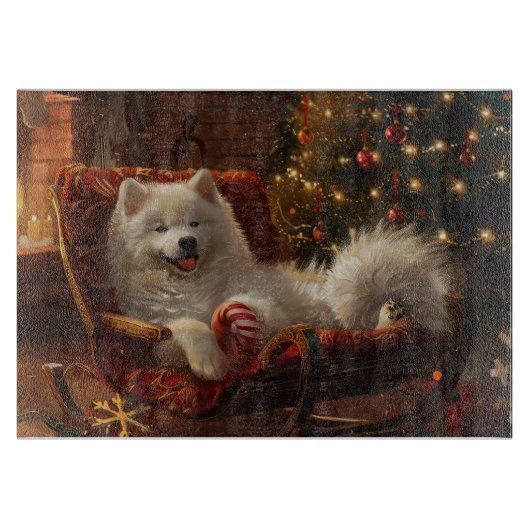 Samoyed Hond Kerstfeest Snijplank (Voorkant)