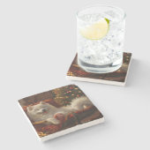 Samoyed Hond Kerstfeest Stenen Onderzetter (Zijkant)