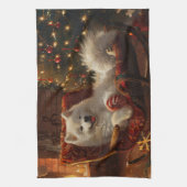 Samoyed Hond Kerstfeest Theedoek (Verticaal)