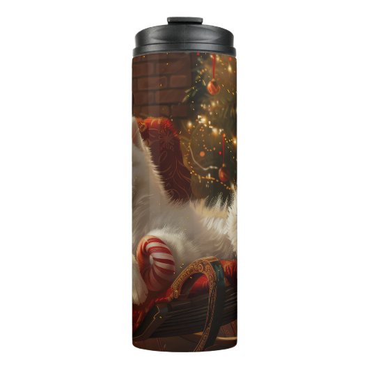 Samoyed Hond Kerstfeest Thermosbeker (Voorkant)