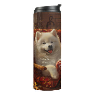 Samoyed Hond Kerstfeest Thermosbeker