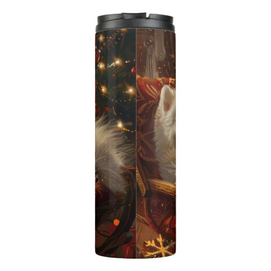 Samoyed Hond Kerstfeest Thermosbeker (Achterkant)