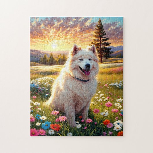 Samoyed hond   legpuzzel (Verticaal)