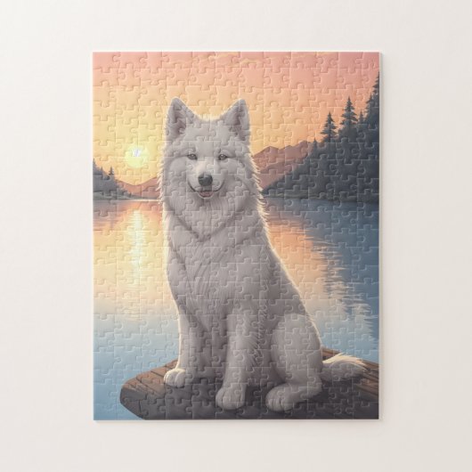Samoyed hond   legpuzzel (Verticaal)