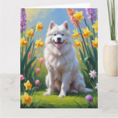 Samoyed hond lente bloemen schilderen kaart (Voorkant)