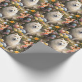 Samoyed Hond met Paaseieren Vakantie Cadeaupapier (Hoek)