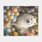 Samoyed Hond met Paaseieren Vakantie Fleece Deken (Voorkant (Horizontaal))