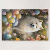 Samoyed Hond met Paaseieren Vakantie Legpuzzel (Horizontaal)